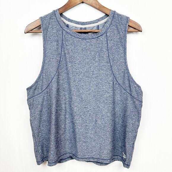 Reebok Split Back Workout Top Sz L Heathered‎ Blue Sleeveless Activewear Tankdd - Picture 1 of 10